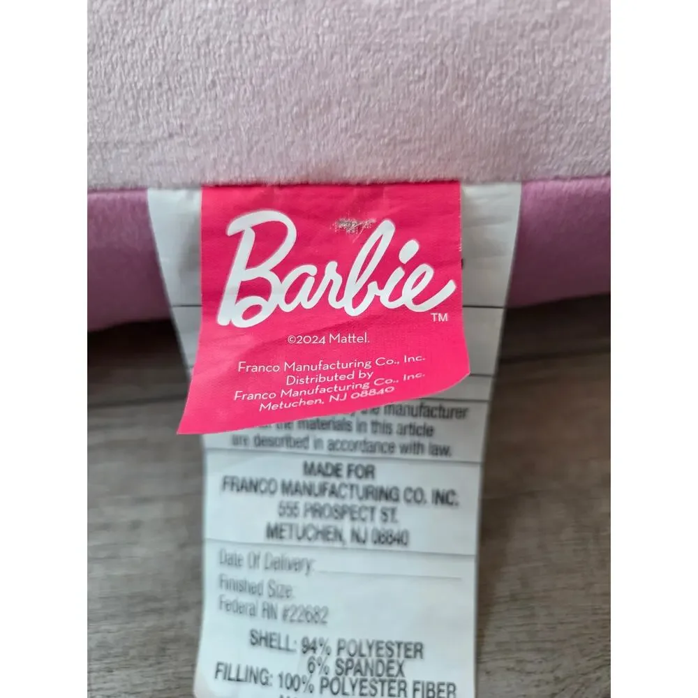Barbie Logo Plush Decorative Pillow Heart Silhouette‎ Pink White Mattel 2024